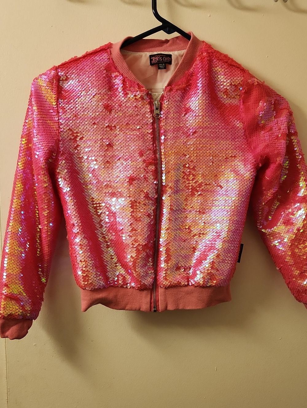 JoJo's Posh Pink Sequin Kids Bomber Jacket Size 6/XS